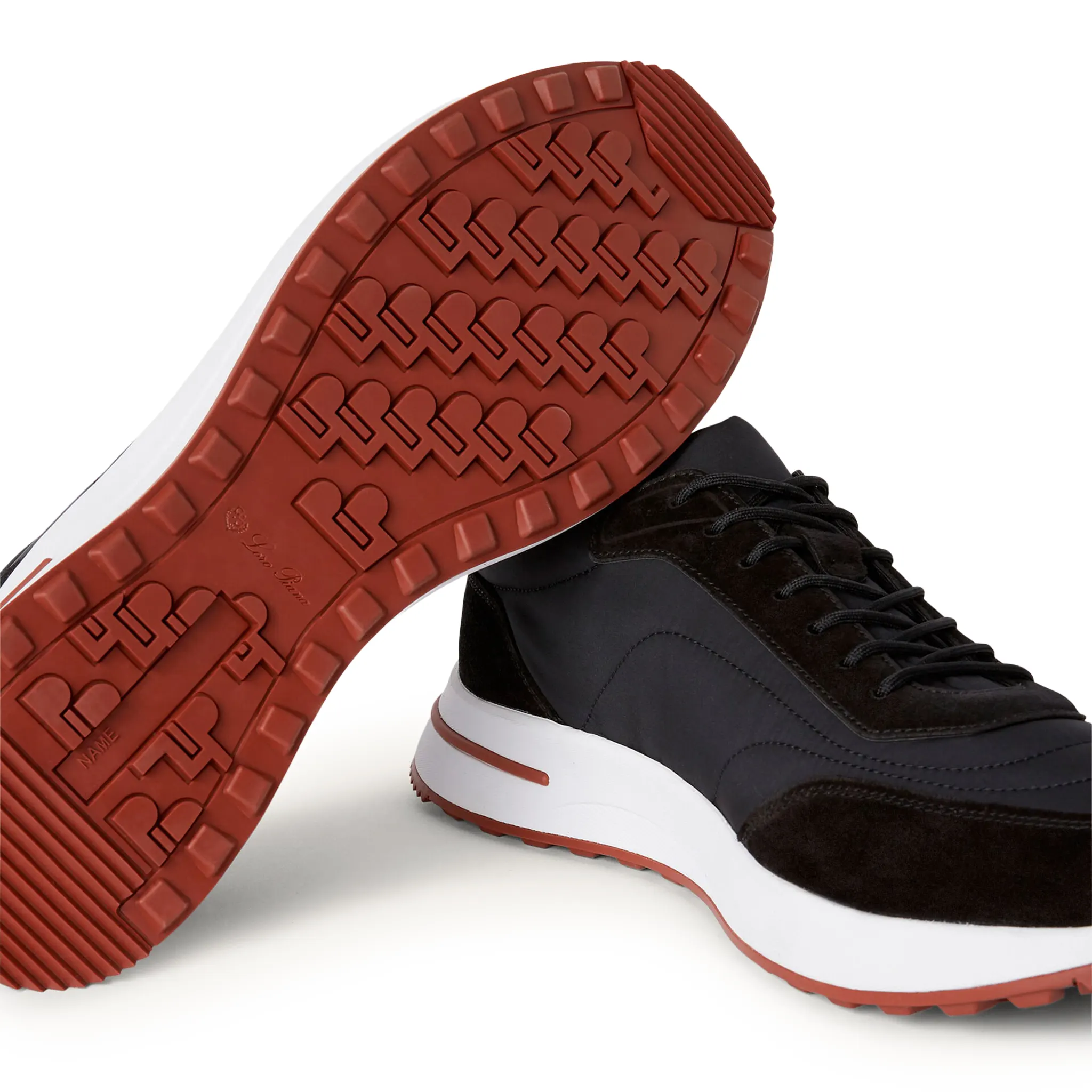 Sole Side View of Loro Piana Week End Walk Black Sneaker FAP9780_8000